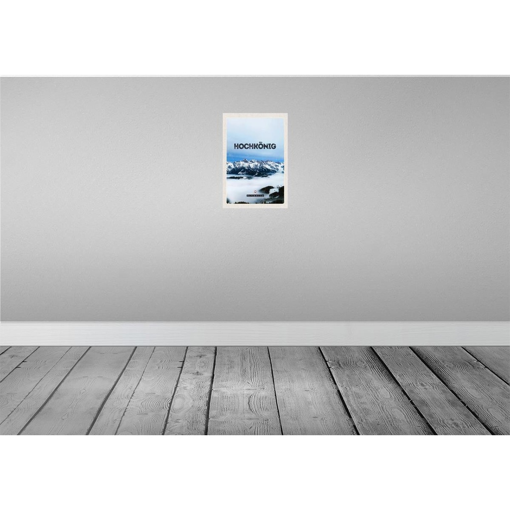 [LA-131425-H] Holzschild 30x20 cm Ausblick auf Hochkönig Berge Winter Bildmotiv Reisemotiv Abenteuer Reisen Bild 2