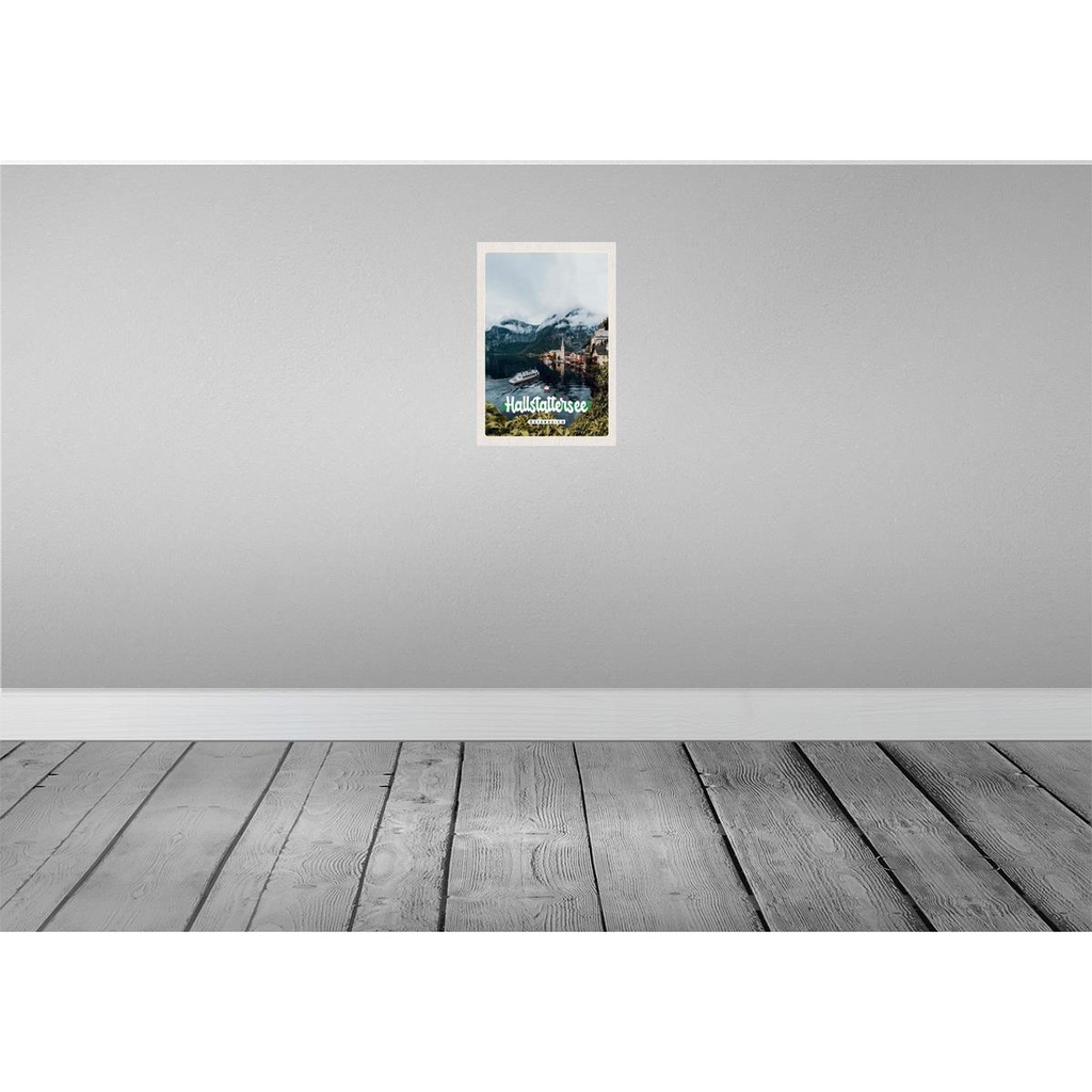 [LA-131431] Blechschild 30x20 cm Hallstattersee Berge Schiff Boot Berg Bildmotiv Reisemotiv Abenteuer Reisen Urlaub Bild 2