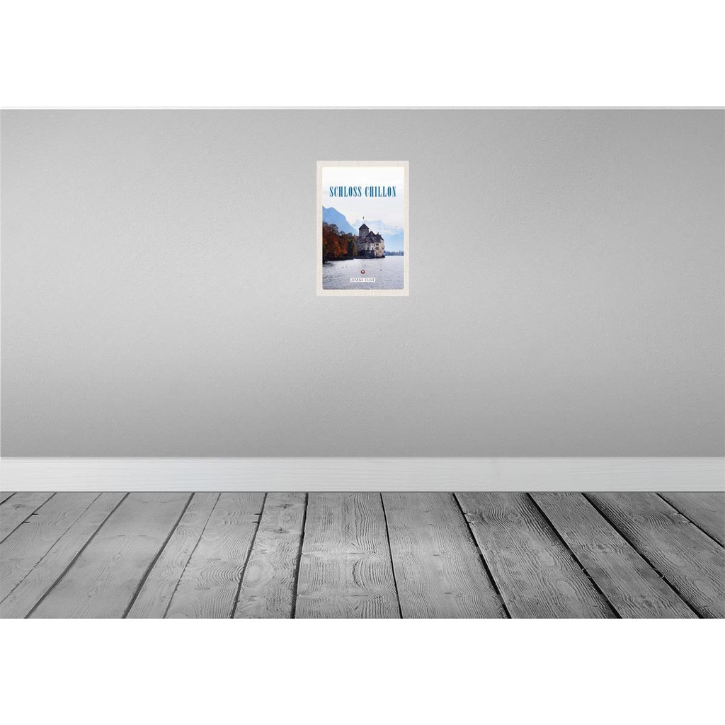 [LA-131433] Blechschild 30x20 cm Ausblick auf Schloss Chillon Genfersee Bildmotiv Reisemotiv Abenteuer Reisen Urlaub Bild 2