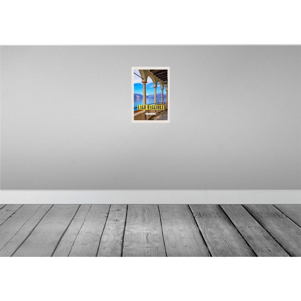 [LA-131438-H] Holzschild 30x20 cm Lago Maggiore Aussicht auf See Bildmotiv Reisemotiv Abenteuer Reisen Bild 2
