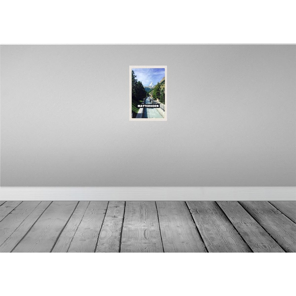 [LA-131440-H] Holzschild 30x20 cm Matterhorn Schweiz Fluss Berg Stadt Bildmotiv Reisemotiv Abenteuer Reisen Bild 2