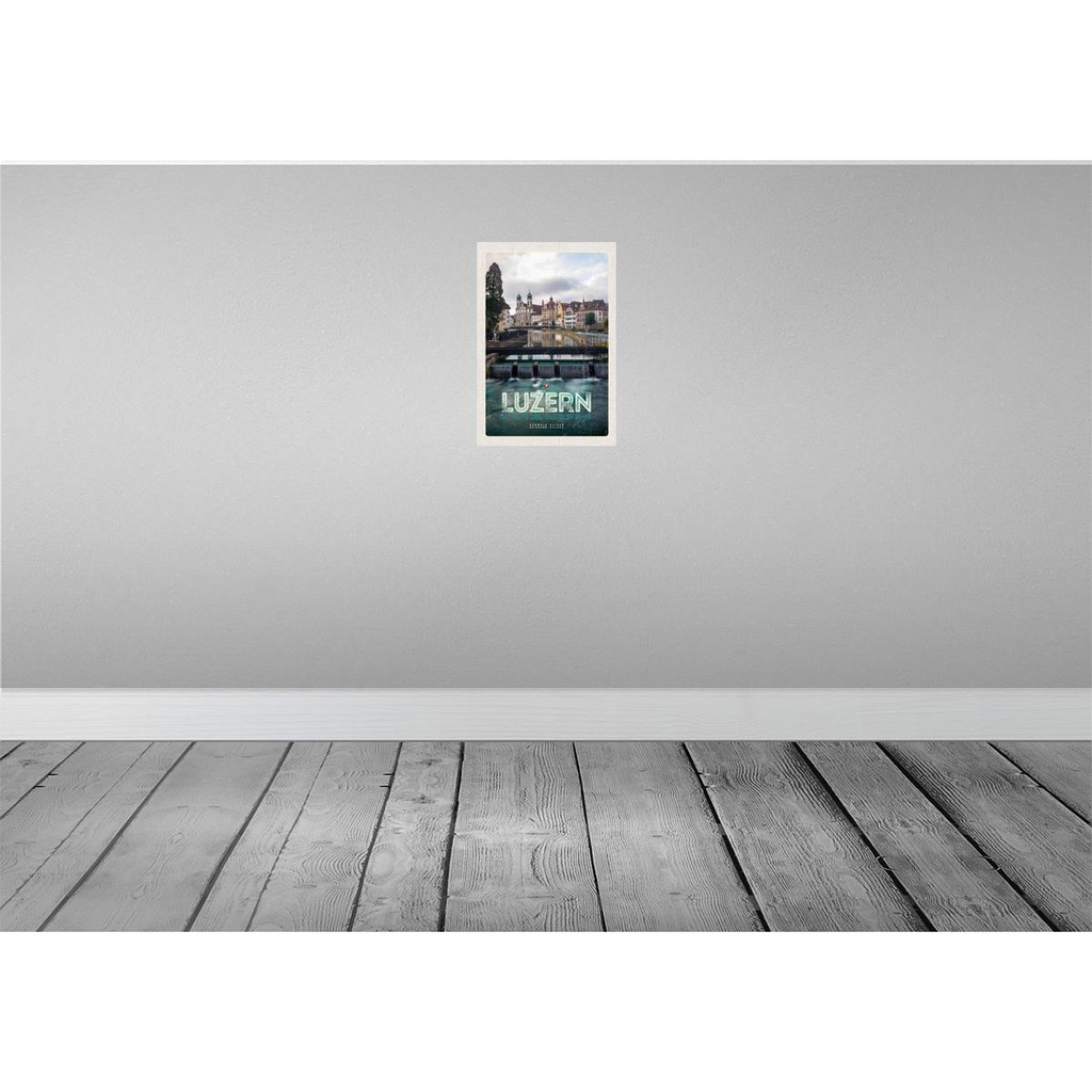 [LA-131442] Blechschild 30x20 cm Luzern Schweiz Fluss Altstadt Bildmotiv Reisemotiv Abenteuer Reisen Urlaub Bild 2