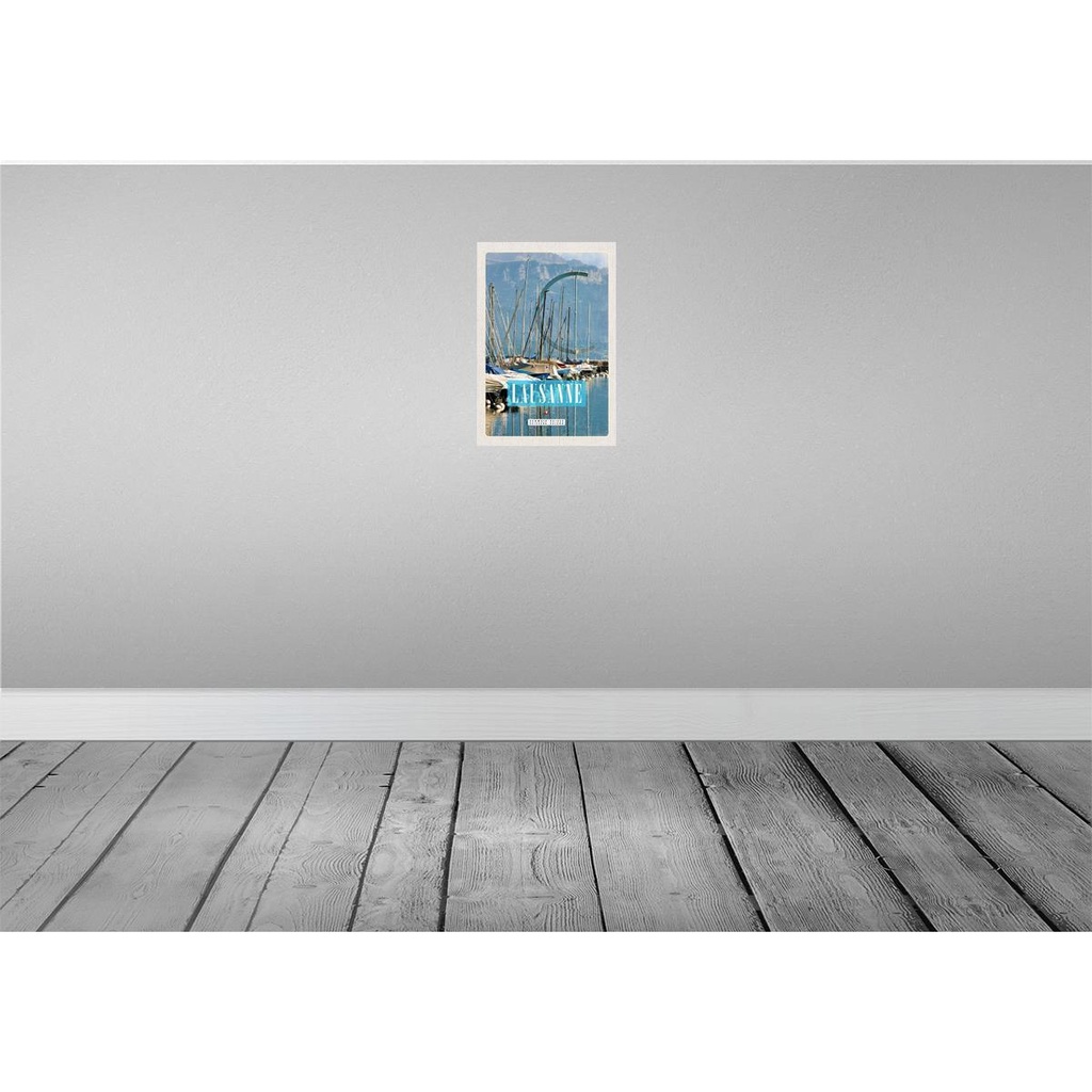 [LA-131451] Blechschild 30x20 cm Lausanne Schweiz Boote Gebirge Wälder Bildmotiv Reisemotiv Abenteuer Reisen Urlaub Bild 2