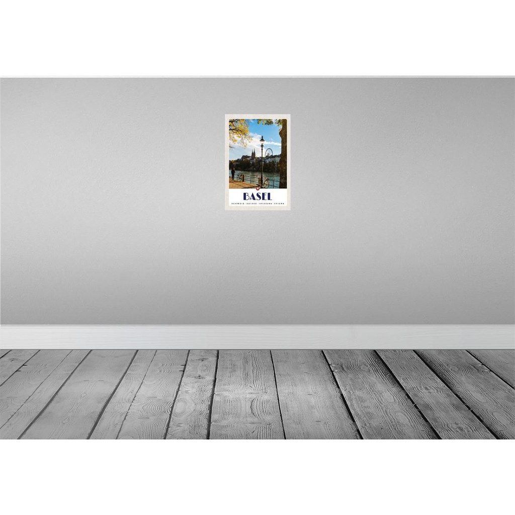 [LA-131504] Blechschild 30x20 cm Basel Schweiz Fluss Riesenrad Natur Bildmotiv Reisemotiv Abenteuer Reisen Urlaub Bild 2
