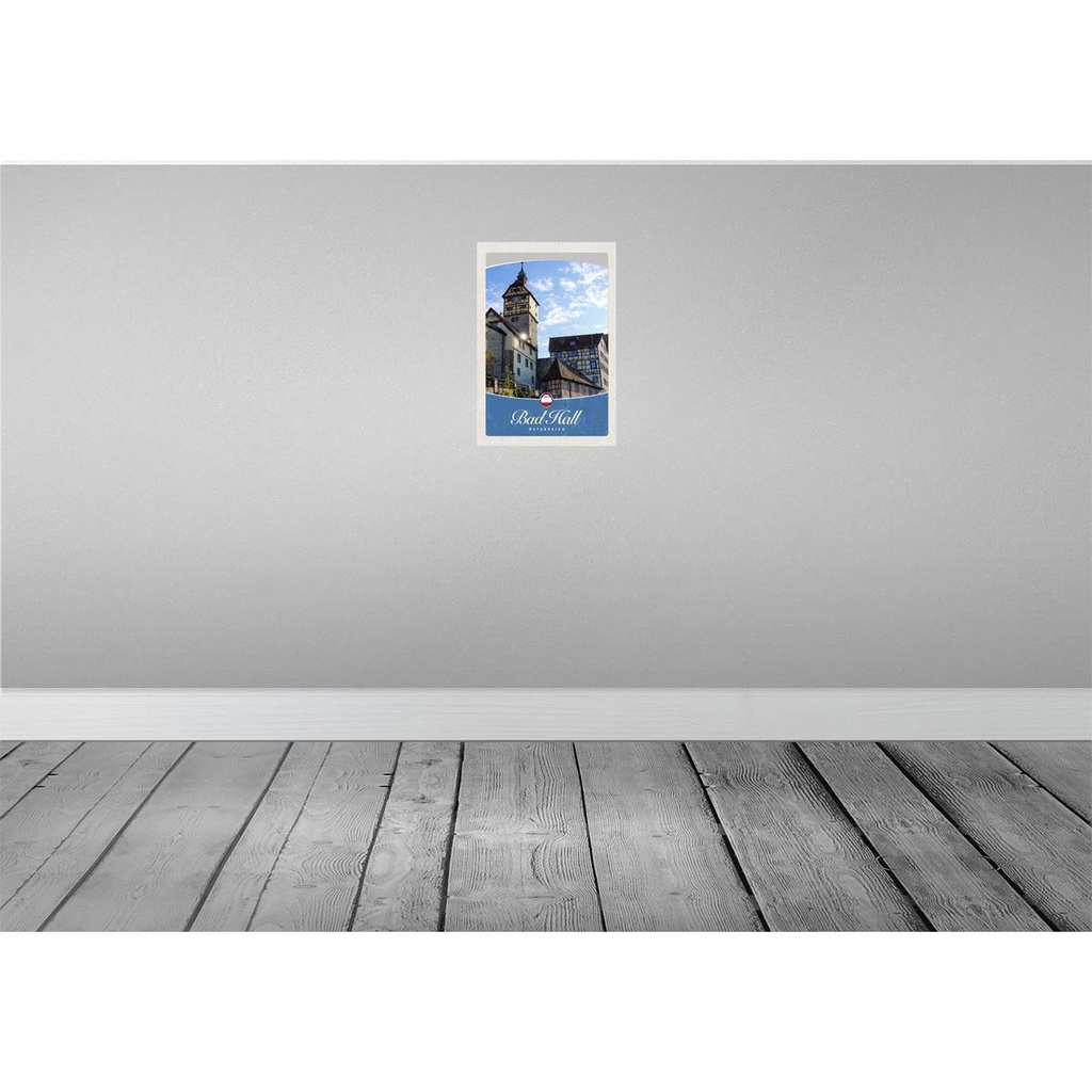[LA-131510-H] Holzschild 30x20 cm Bad Hall Gebäude Mittelalter Bildmotiv Reisemotiv Abenteuer Reisen Bild 2