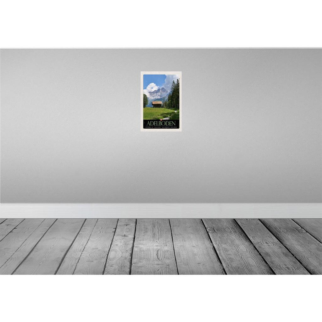 [LA-131512-H] Holzschild 30x20 cm Adelboden Schweiz Wälder Häuschen Bildmotiv Reisemotiv Abenteuer Reisen Bild 2