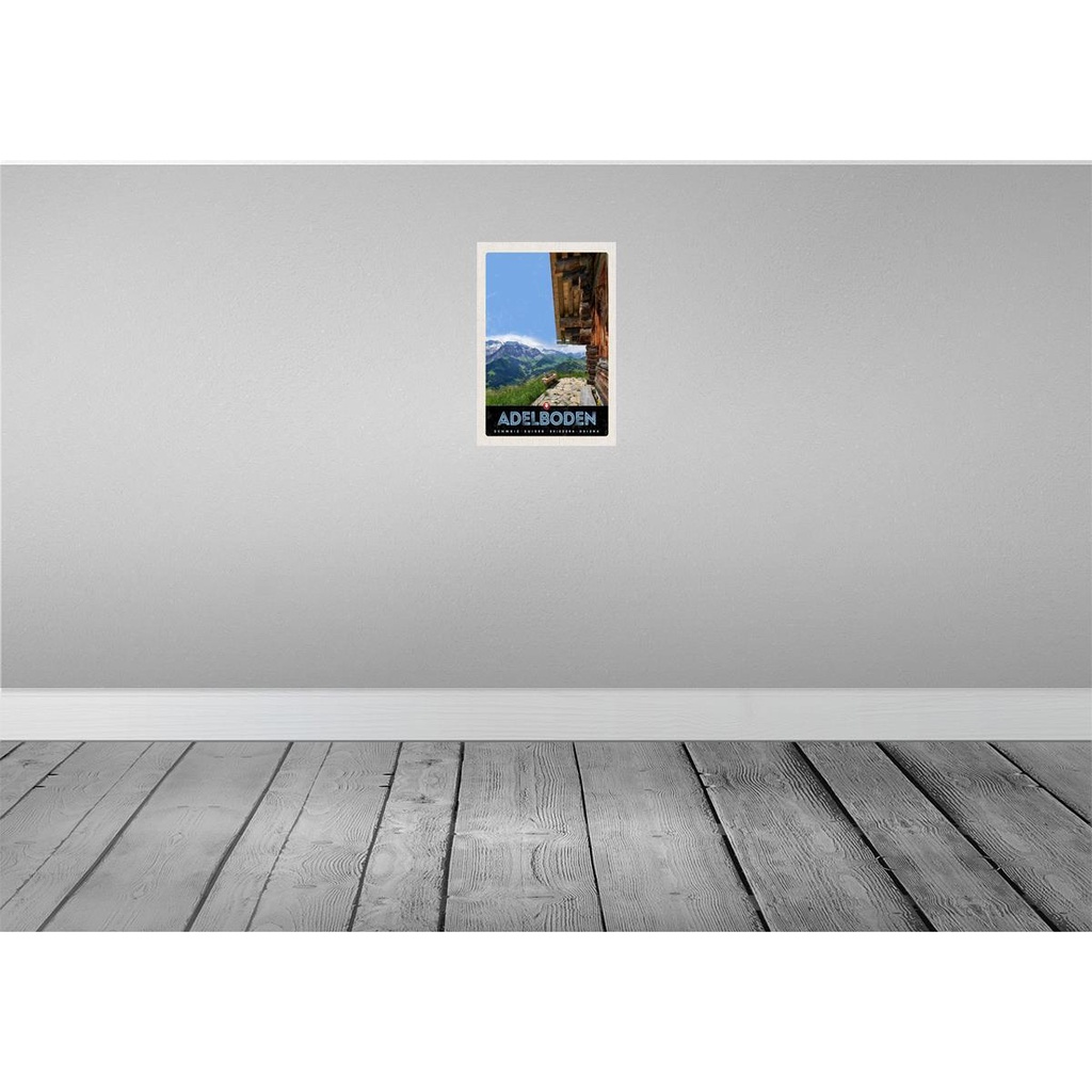 [LA-131518-H] Holzschild 30x20 cm Adelboden Schweiz Aussicht auf Gebirge Bildmotiv Reisemotiv Abenteuer Reisen Bild 2