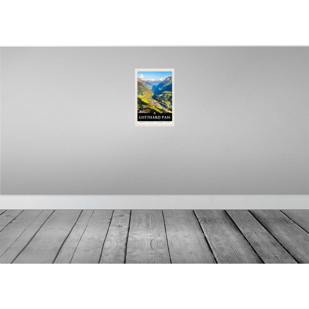 [LA-131525-H] Holzschild 30x20 cm Gotthard Pass Wanderung Natur Wälder Bildmotiv Reisemotiv Abenteuer Reisen Bild 2