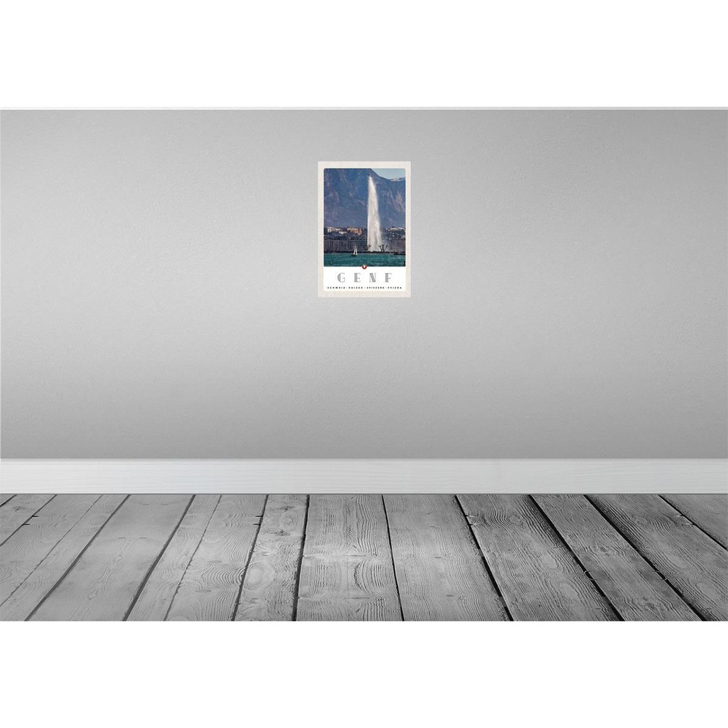 [LA-131528] Blechschild 30x20 cm Genf Schweiz Gebäude Gebirge Himmel Bildmotiv Reisemotiv Abenteuer Reisen Urlaub Bild 2