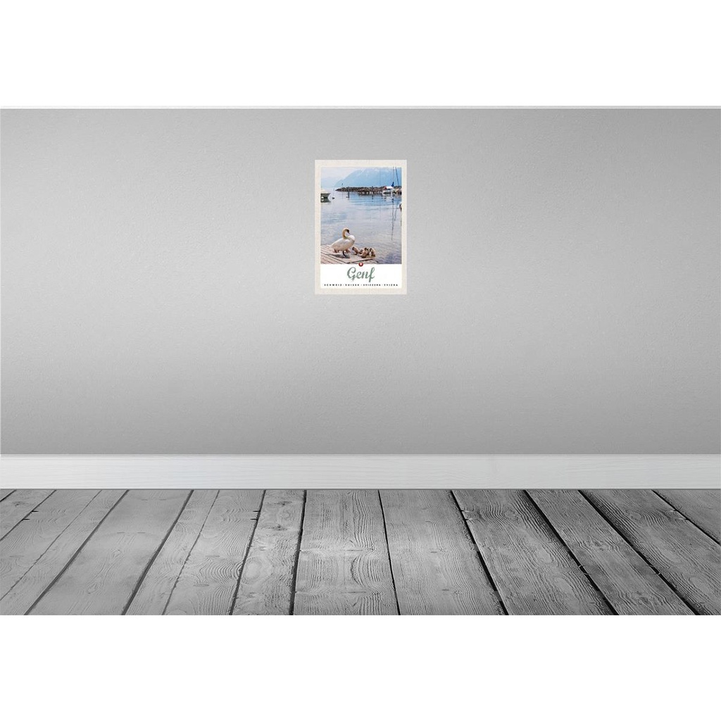 [LA-131532] Blechschild 30x20 cm Genf Ente Urlaub See Boot Natur Berge Bildmotiv Reisemotiv Abenteuer Reisen Bild 2