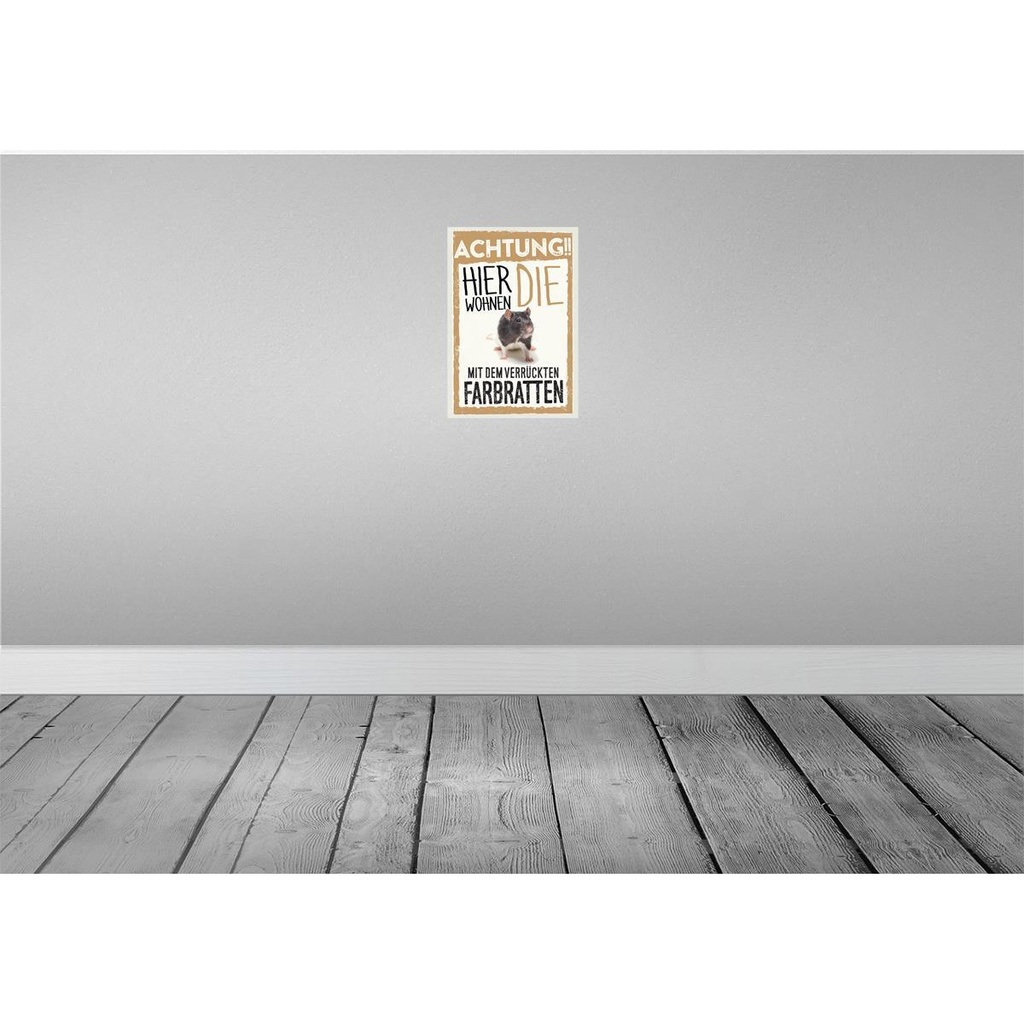 [LA-131558] Blechschild 30x20 cm Tiere Achtung hier Farbratten Tier Haustier Bild 2