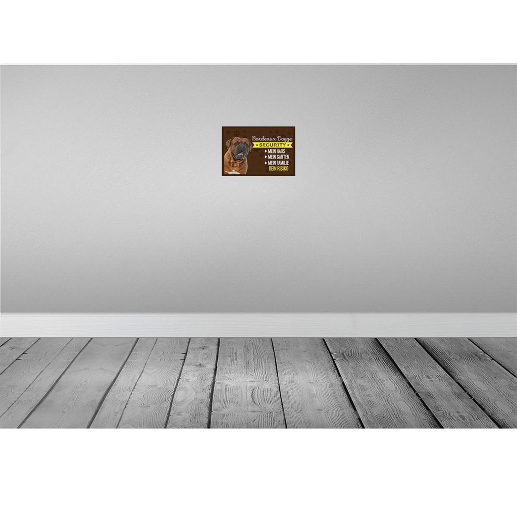[LA-131572] Blechschild 20x30 cm Bordeaux Dogge Security dein Risiko Bild 2
