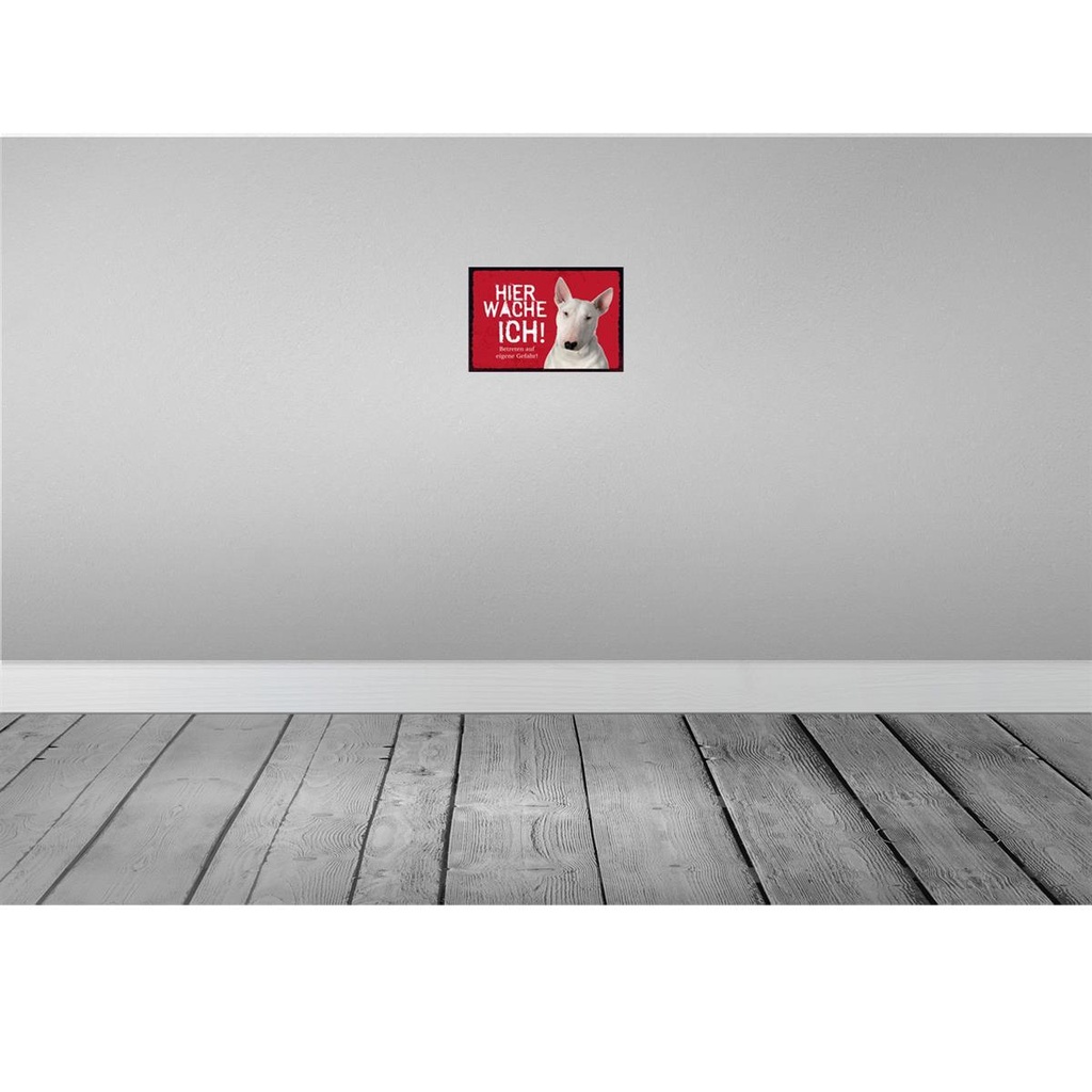 [LA-131575-H] Holzschild 20x30 cm Bullterrier hier wache eigene Gefahr Bild 2