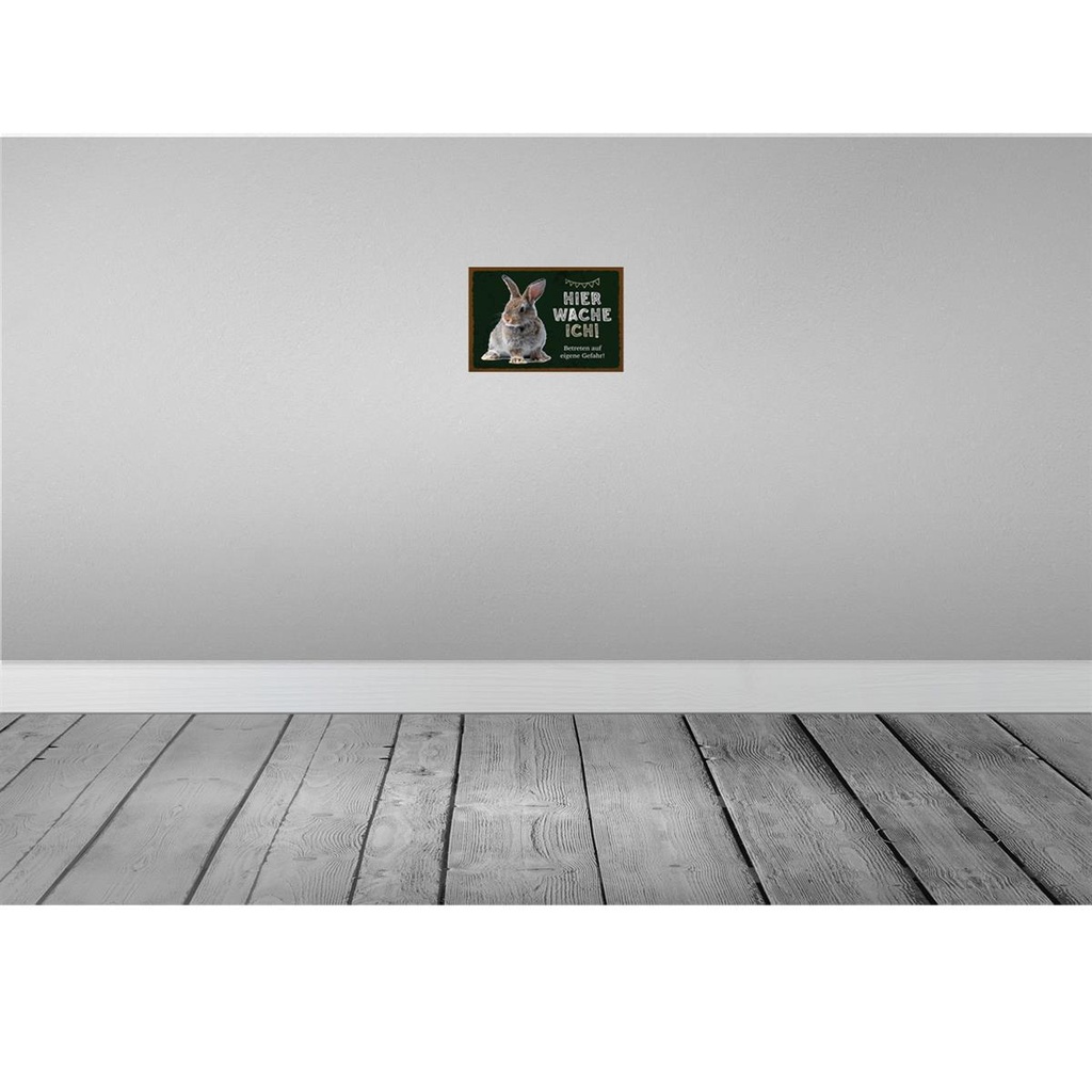 [LA-131576] Blechschild 20x30 cm Kaninchen hier wache eigene Gefahr Tier Haustier Bild 2