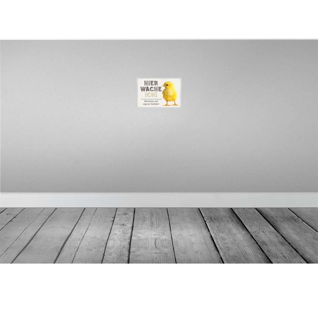 [LA-131577] Blechschild 20x30 cm Küken hier wache ich eigene Gefahr Tier Haustier Bild 2