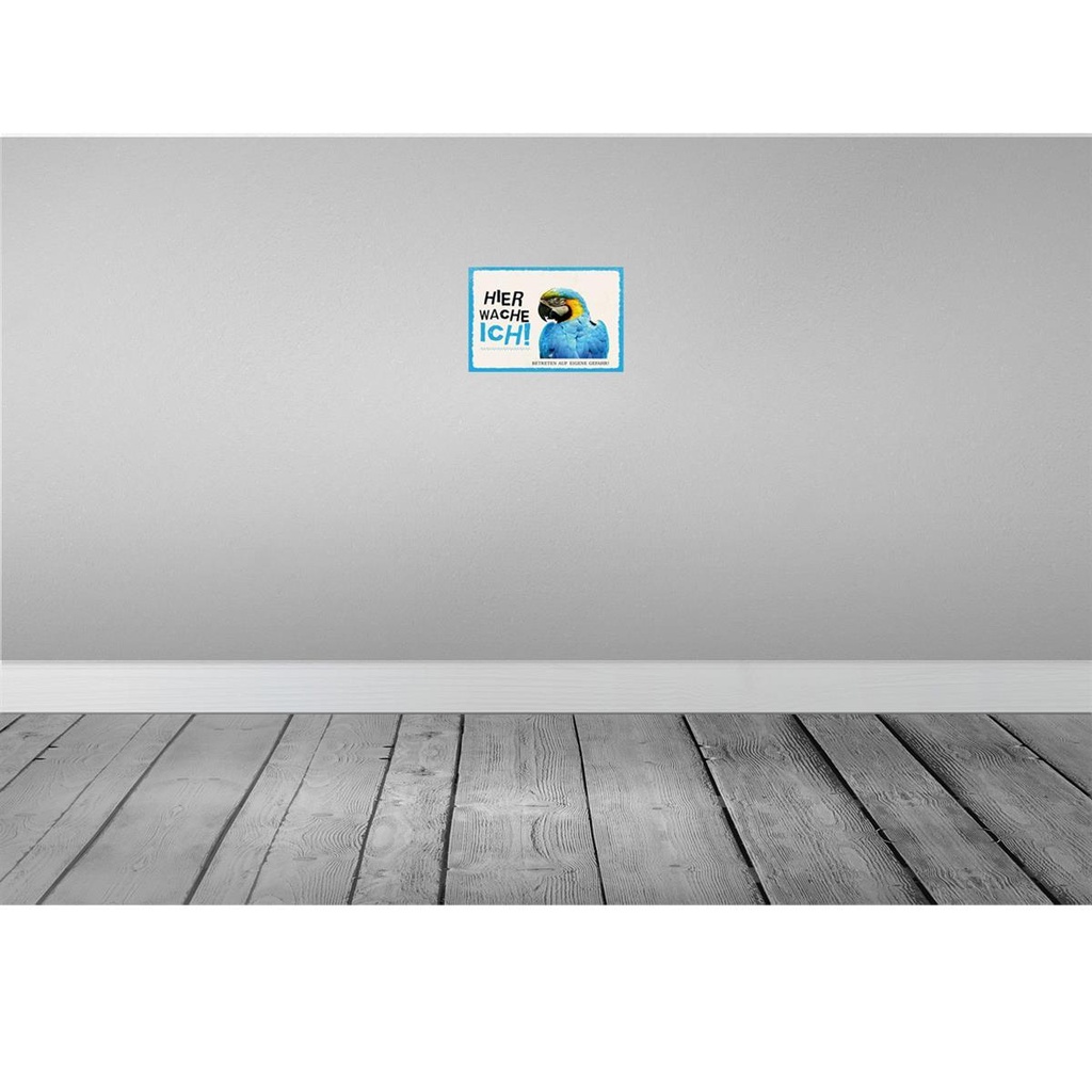 [LA-131581-H] Holzschild 20x30 cm Papagei hier wache ich eigene Gefahr Bild 2
