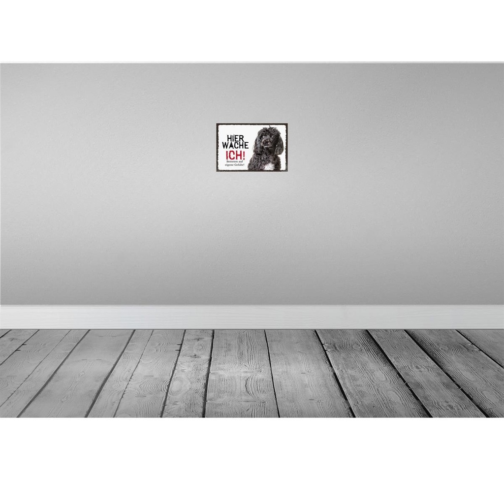 [LA-131583-H] Holzschild 20x30 cm Pudel hier wache ich eigene Gefahr Bild 2