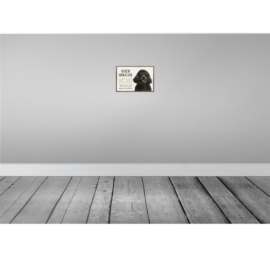 [LA-131584-H] Holzschild 20x30 cm Pudel hier wache eigene Gefahr Bild 2