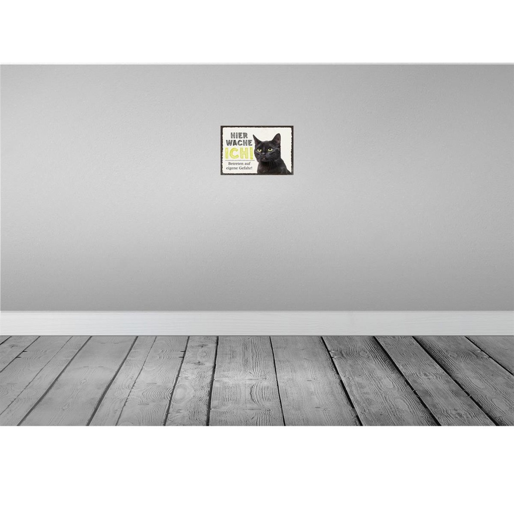 [LA-131585] Blechschild 20x30 cm Katze hier wache ich eigene Gefahr Bild 2