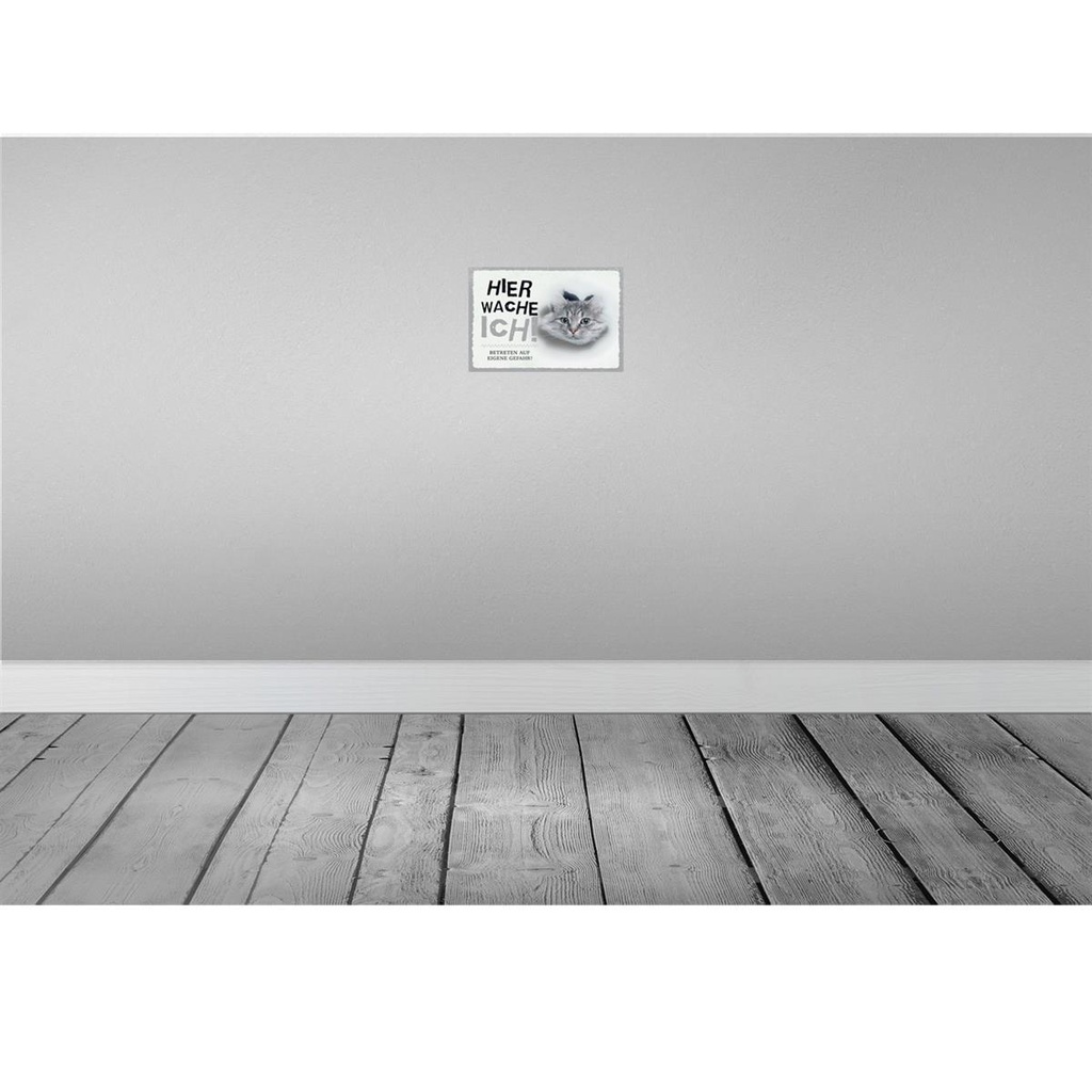 [LA-131586-H] Holzschild 20x30 cm Katze hier wache eigene Gefahr Bild 2