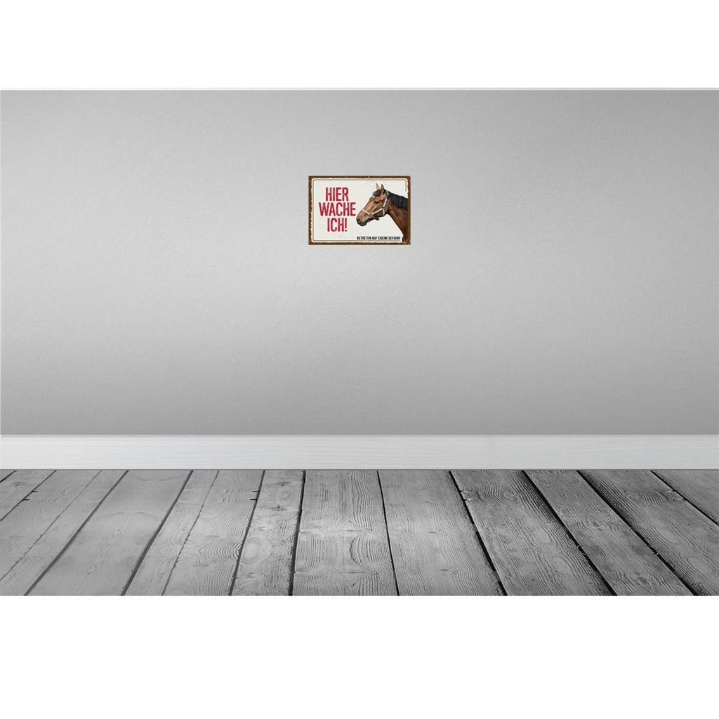 [LA-131588-H] Holzschild 20x30 cm Pferd hier wache ich eigene Gefahr Bild 2