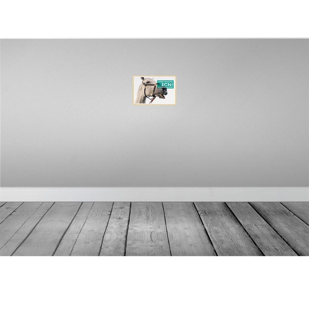 [LA-131589] Blechschild 20x30 cm Pferd Schimmel hier wache ich Bild 2