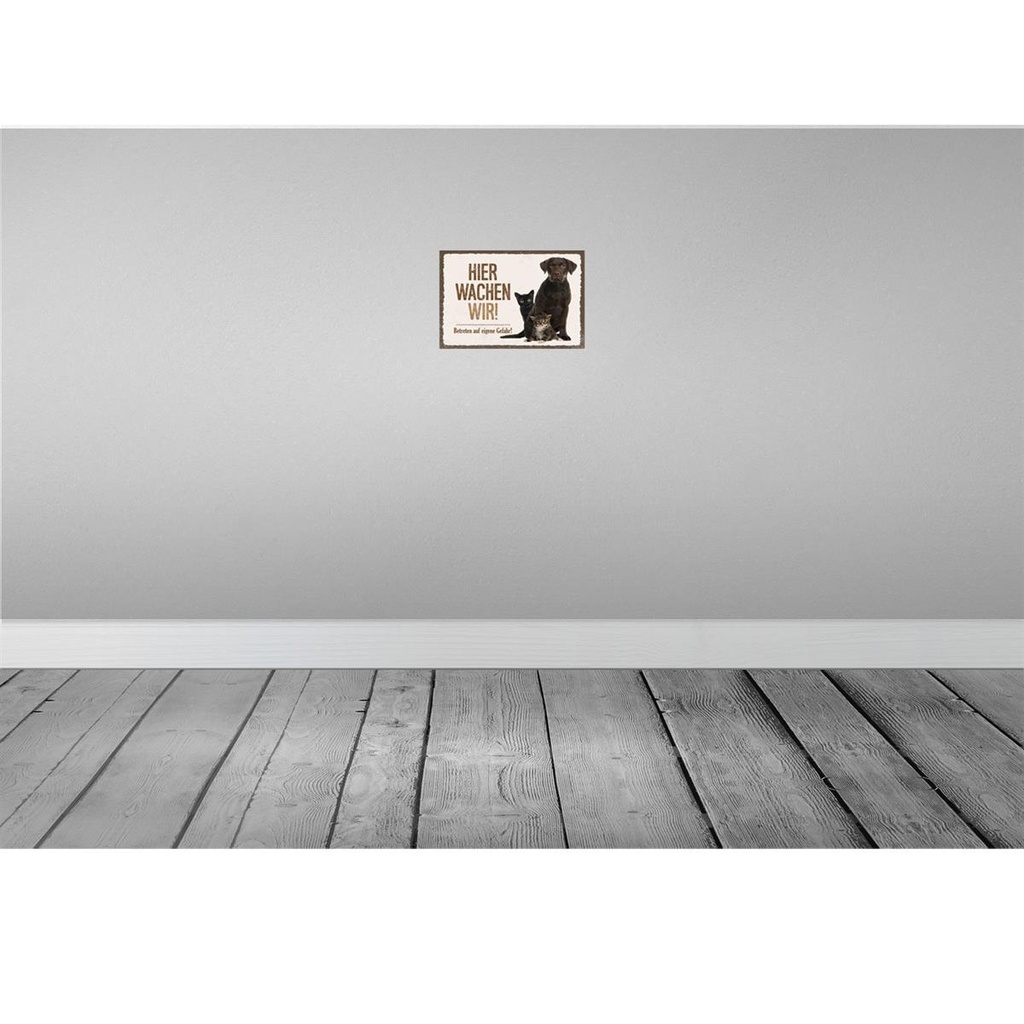 [LA-131596] Blechschild 20x30 cm Tiere Hund hier wachen wir Bild 2