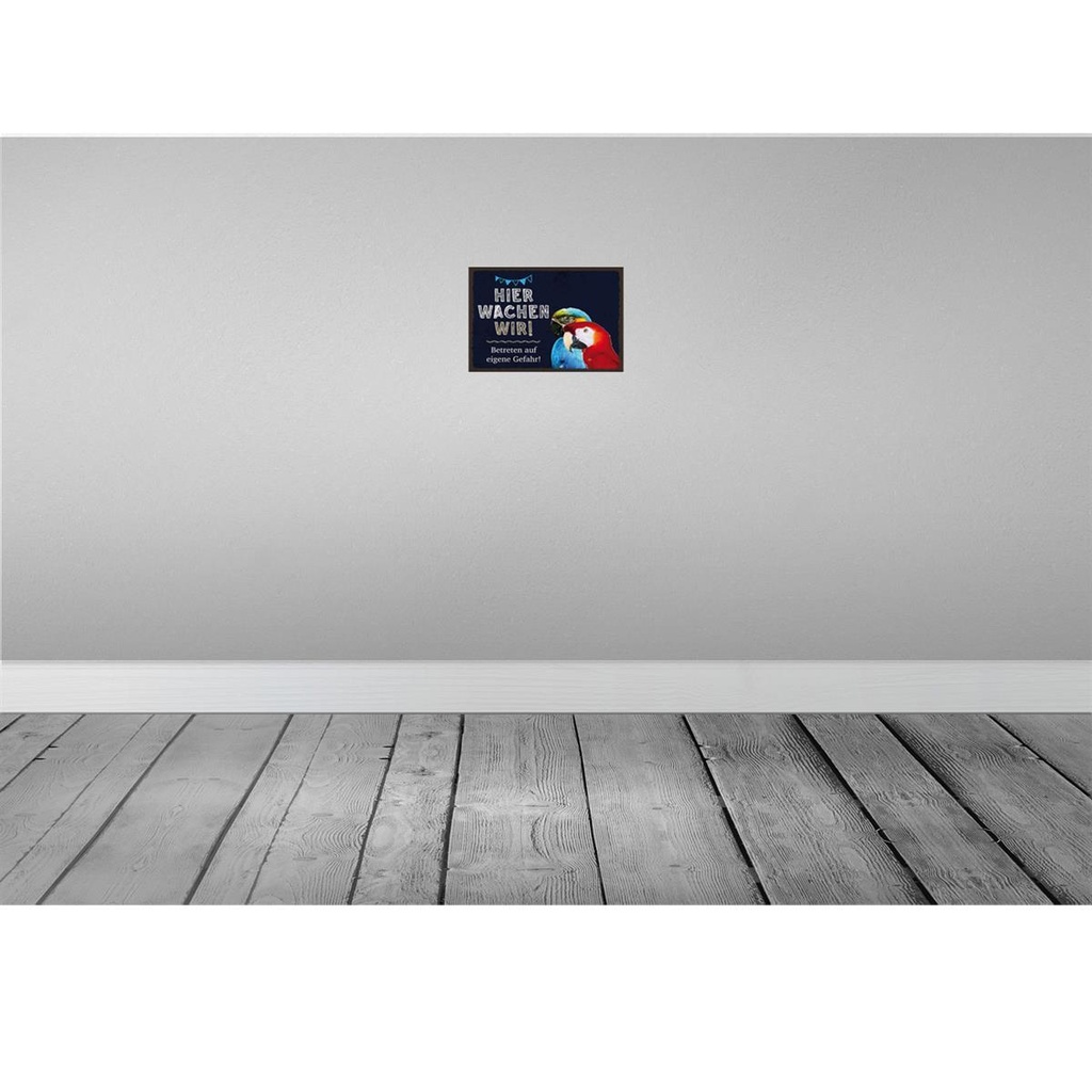 [LA-131597-H] Holzschild 20x30 cm Papageien hier wachen wir Bild 2