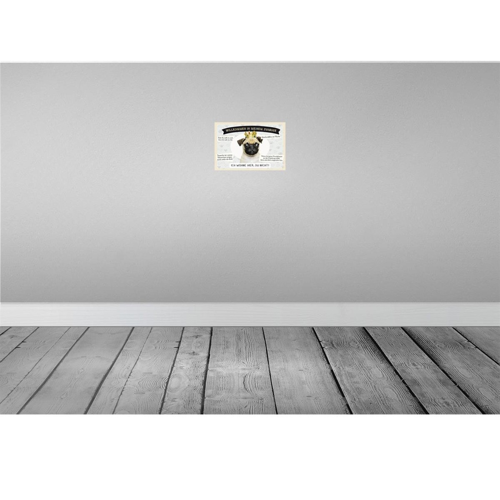 [LA-131600-H] Holzschild 20x30 cm Tiere Mops willkommen wohne hier Bild 2