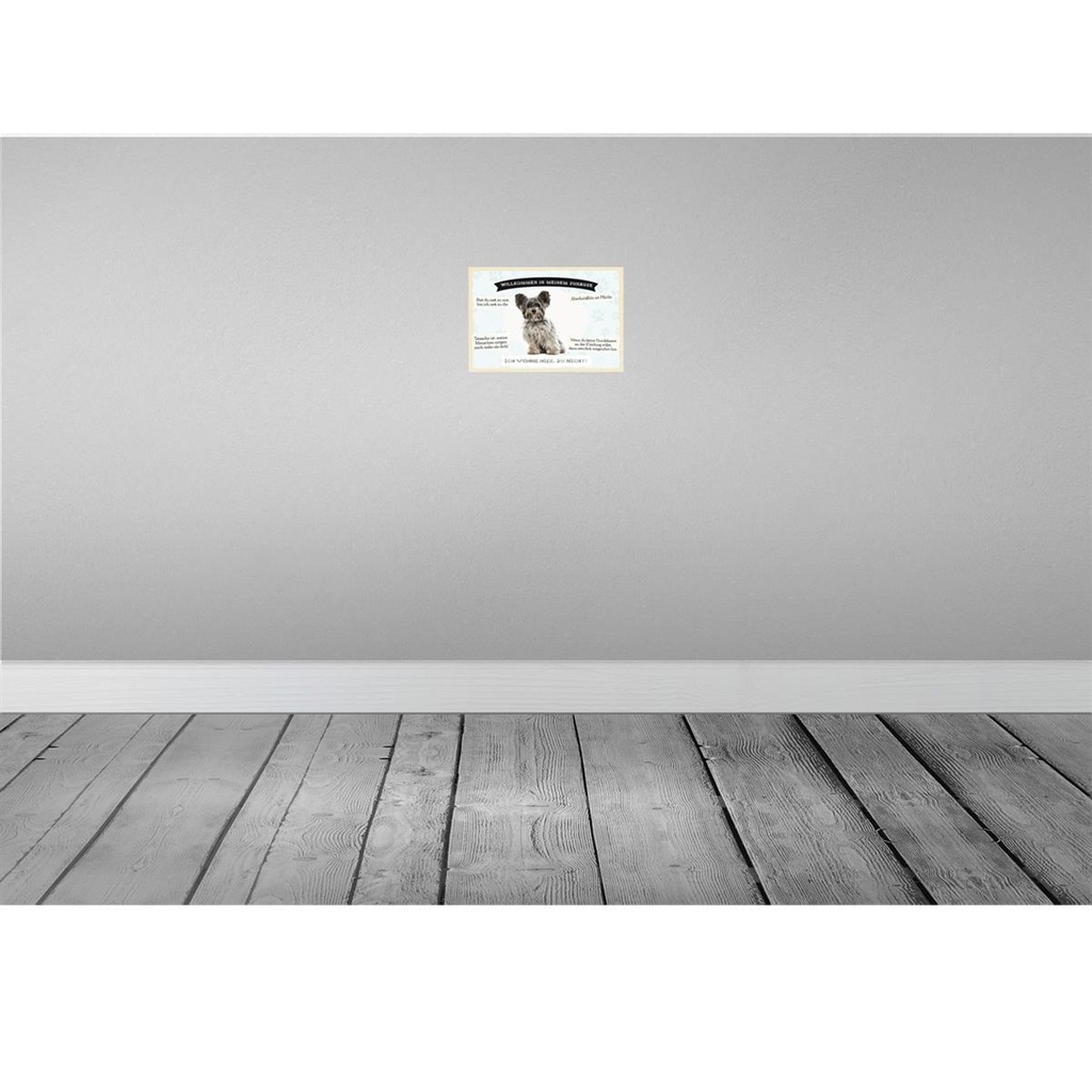[LA-131606-H] Holzschild 20x30 cm Tiere Yorkshire Terriere willkommen Bild 2