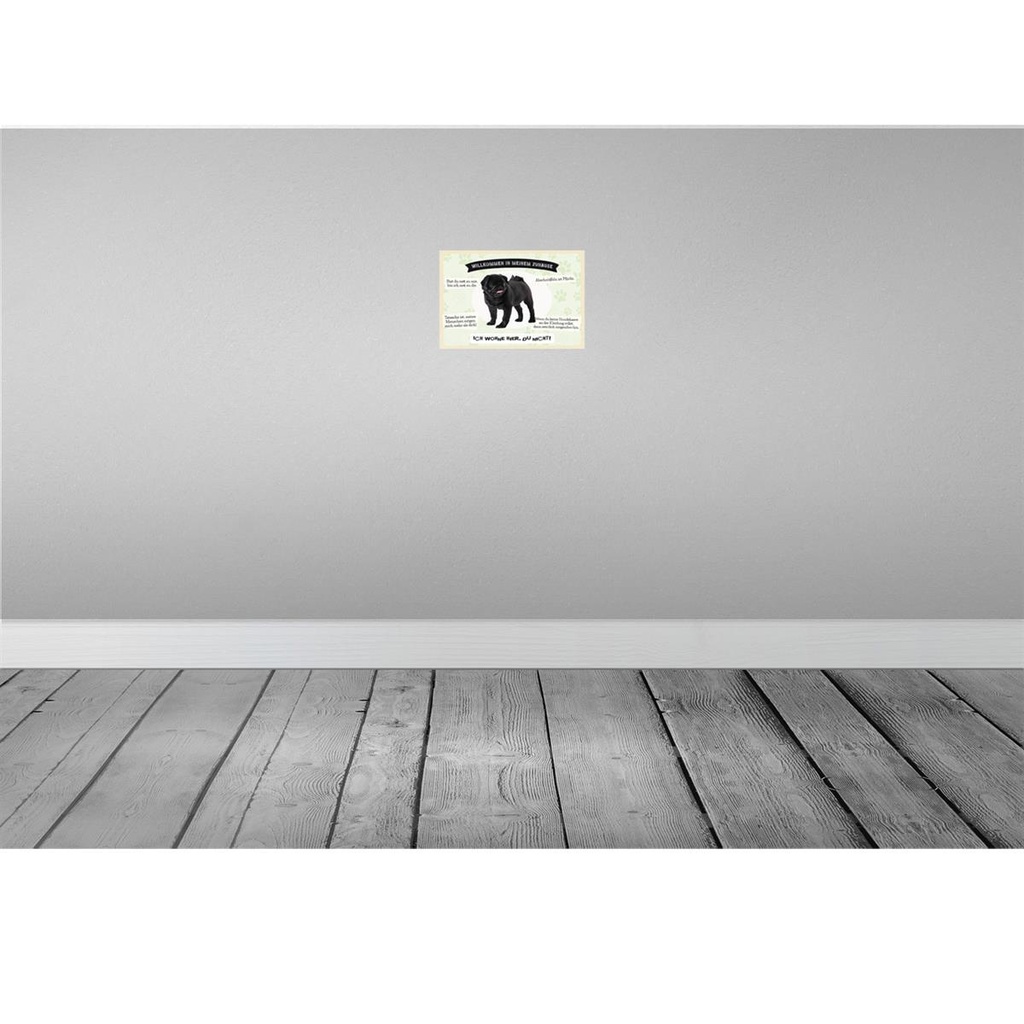 [LA-131608] Blechschild 20x30 cm Tiere Mops willkommen Zuhause Hund Bild 2