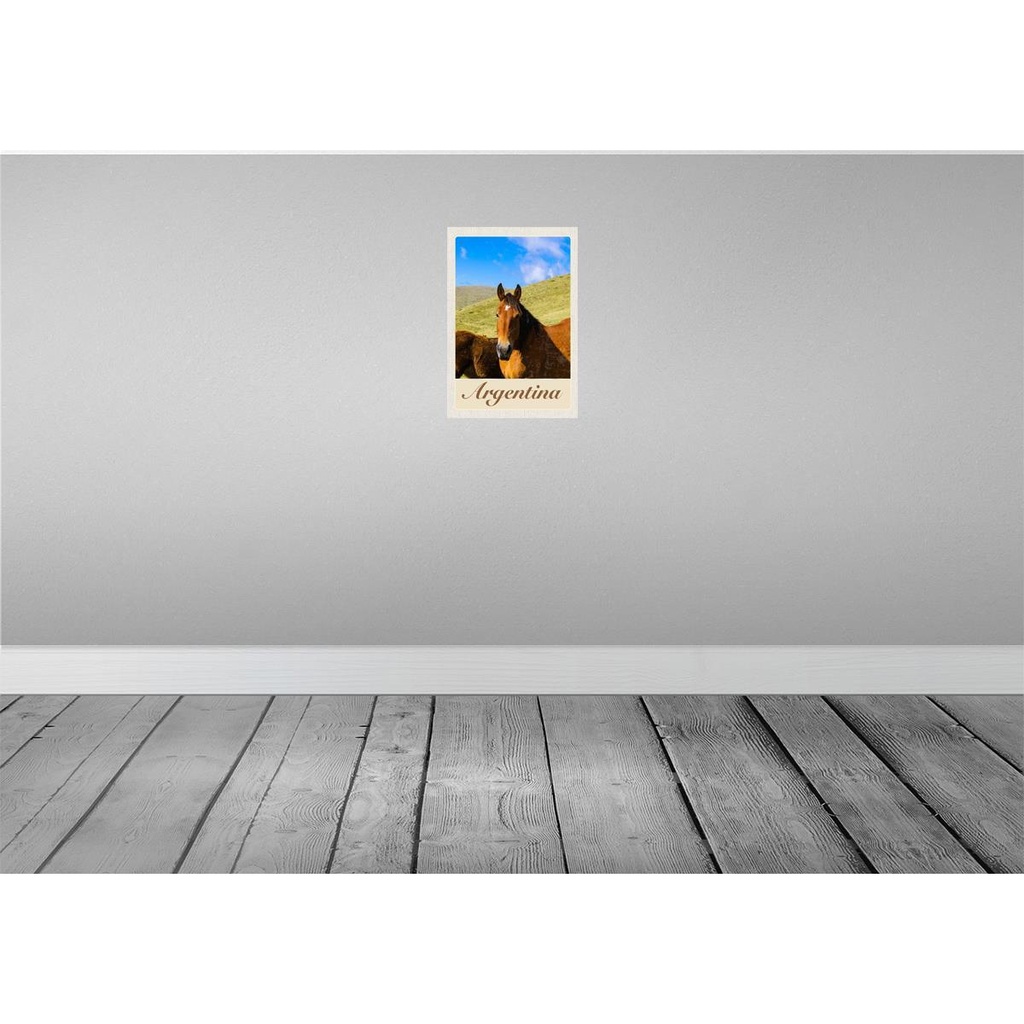 [LA-131617-H] Holzschild 30x20 cm Argentinien Wiese Pferde Bildmotiv Reisemotiv Abenteuer Reisen Bild 2