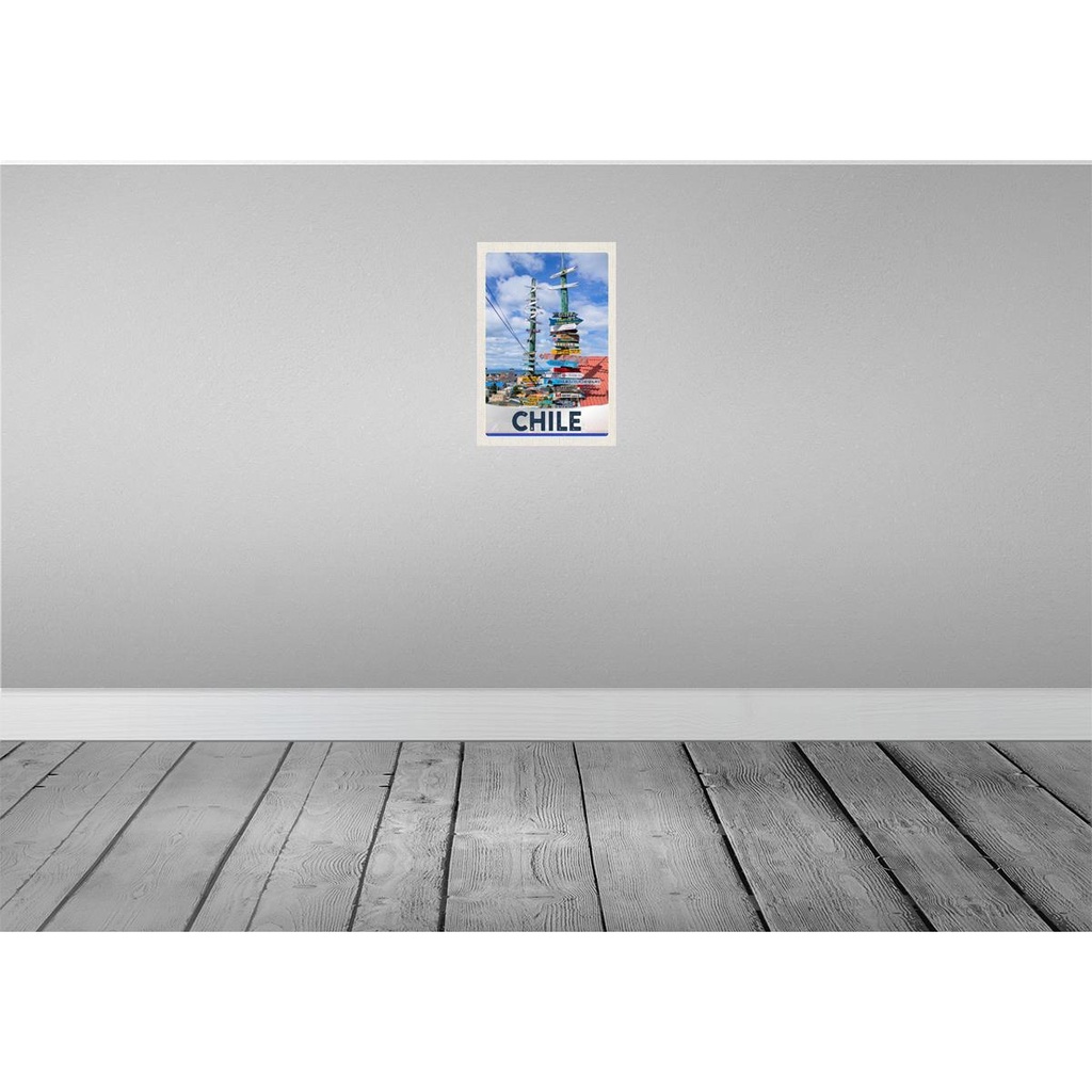 [LA-131663-H] Holzschild 30x20 cm Chile Meer Strand Weg Bildmotiv Reisemotiv Abenteuer Reisen Bild 2