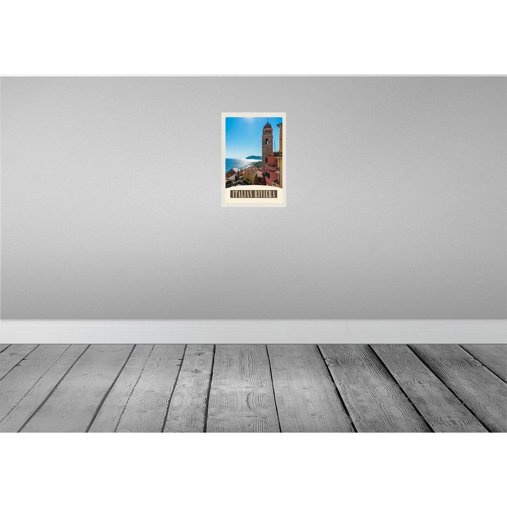 [LA-131696] Blechschild 30x20 cm Italien Riviera Meer Stadt Strand Bildmotiv Reisemotiv Abenteuer Reisen Urlaub Bild 2