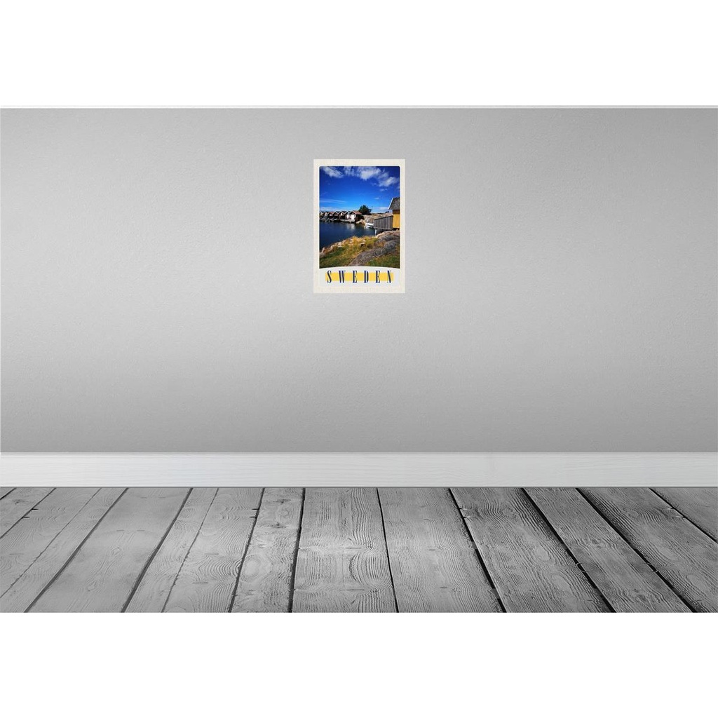 [LA-131777] Blechschild 30x20 cm Schweden Meer Häuser Boote Bildmotiv Reisemotiv Abenteuer Reisen Urlaub Bild 2