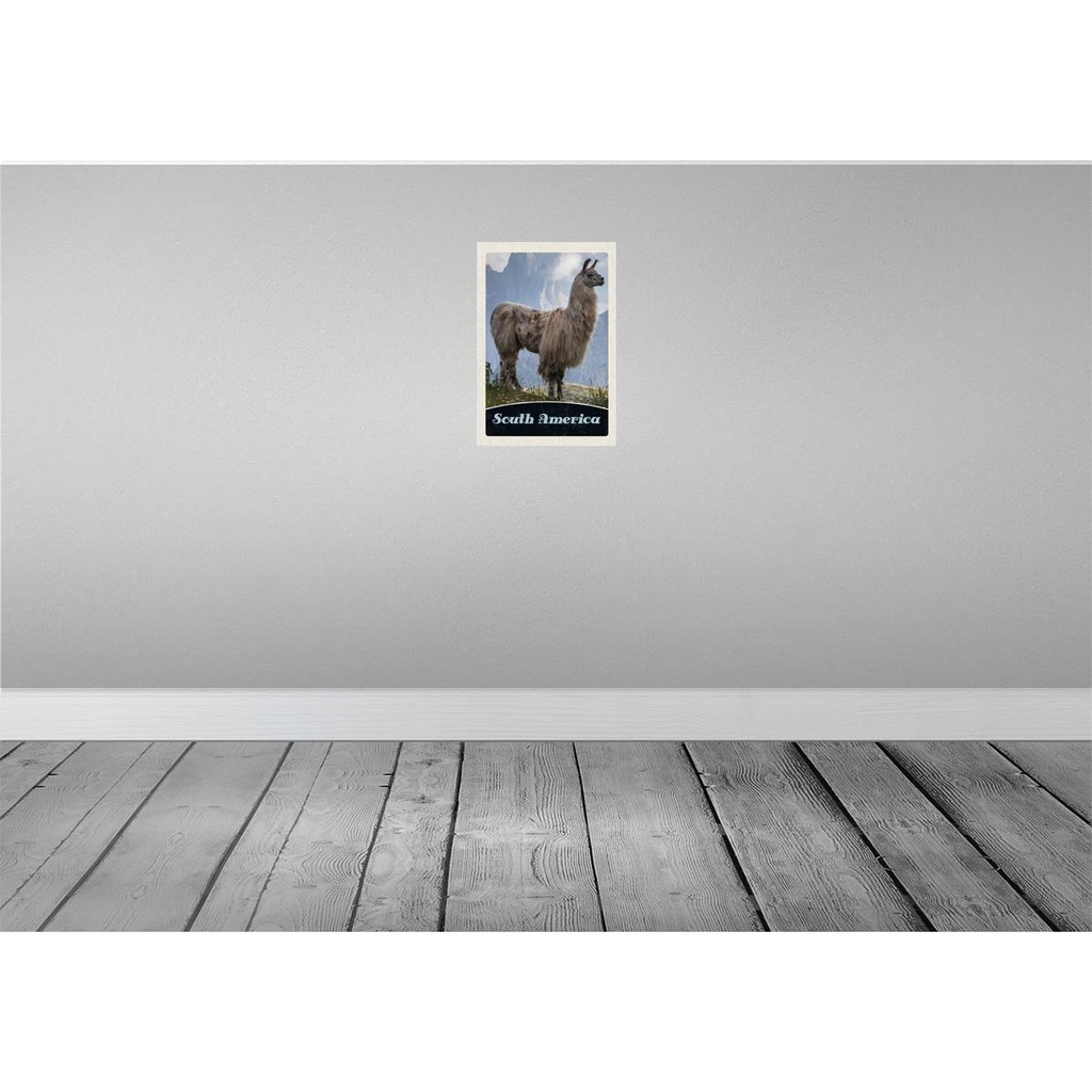 [LA-131779-H] Holzschild 30x20 cm Süd Amerika Lama Gebirge Wiese Bildmotiv Reisemotiv Abenteuer Reisen Bild 2