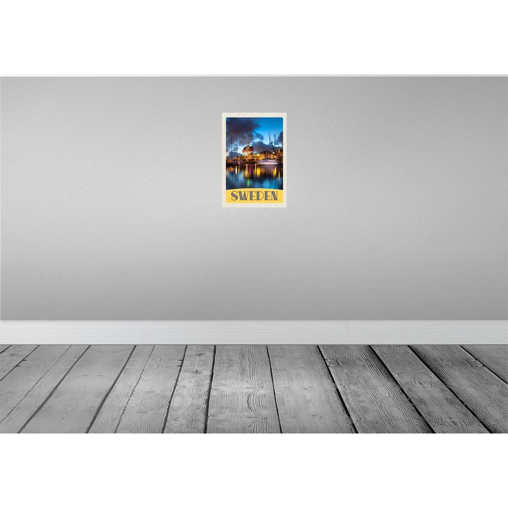 [LA-131782] Blechschild 30x20 cm Schweden Boote Gebäude Meer Bildmotiv Reisemotiv Abenteuer Reisen Urlaub Bild 2