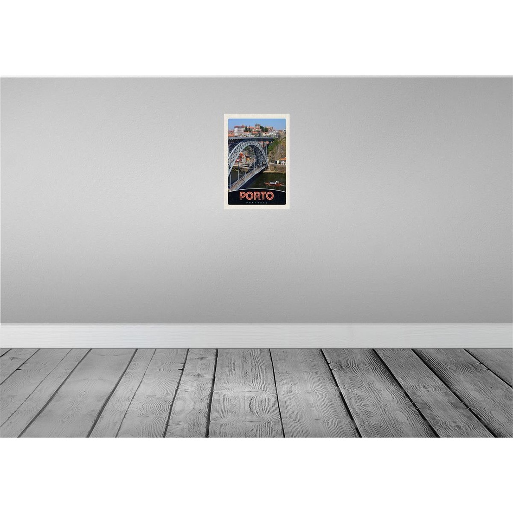 [LA-131807-H] Holzschild 30x20 cm Porto Portugal Europa Brücke Bildmotiv Reisemotiv Abenteuer Reisen Bild 2