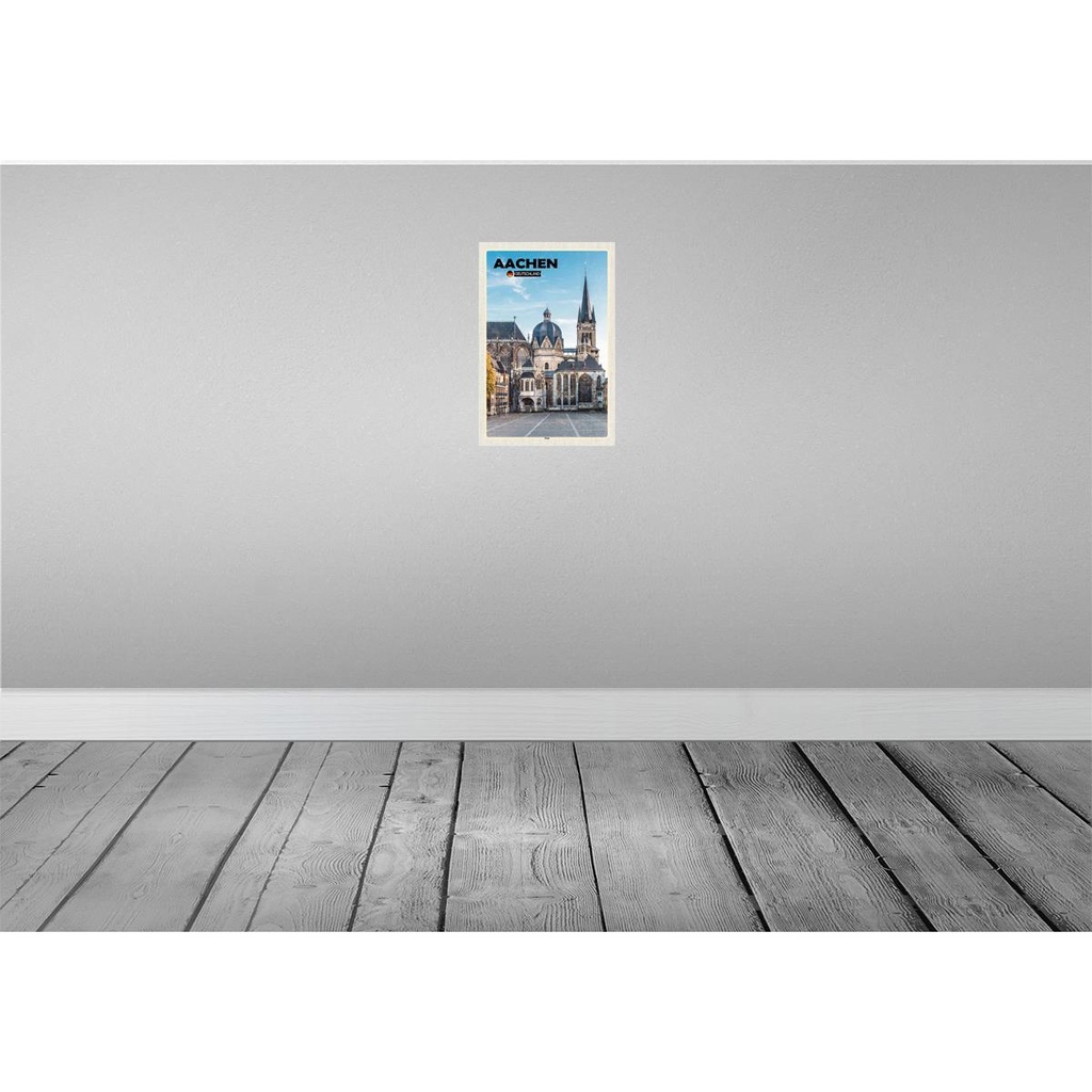 [LA-131963-H] Holzschild 30x20 cm Aachen Deutschland Dom Architektur Bildmotiv Reisemotiv Abenteuer Reisen Bild 2