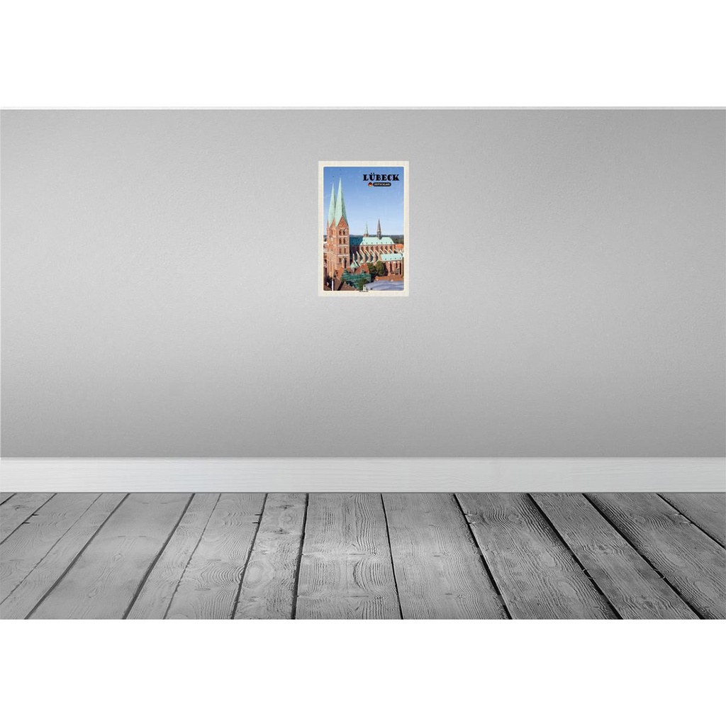 [LA-132033-H] Holzschild 30x20 cm Lübeck Deutschland Marienkirche Bildmotiv Reisemotiv Abenteuer Reisen Bild 2