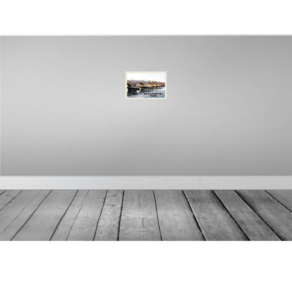 [LA-132043] Blechschild 20x30 cm Regensburg Steinerne Brücke Fluss Bildmotiv Reisemotiv Abenteuer Reisen Urlaub Bild 2