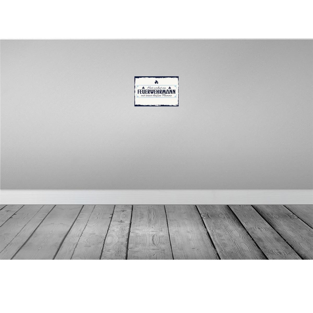[LA-132064] Blechschild 20x30 cm Hier wohnt ein Feuerwehrmann Spruch Zitat Bild 2