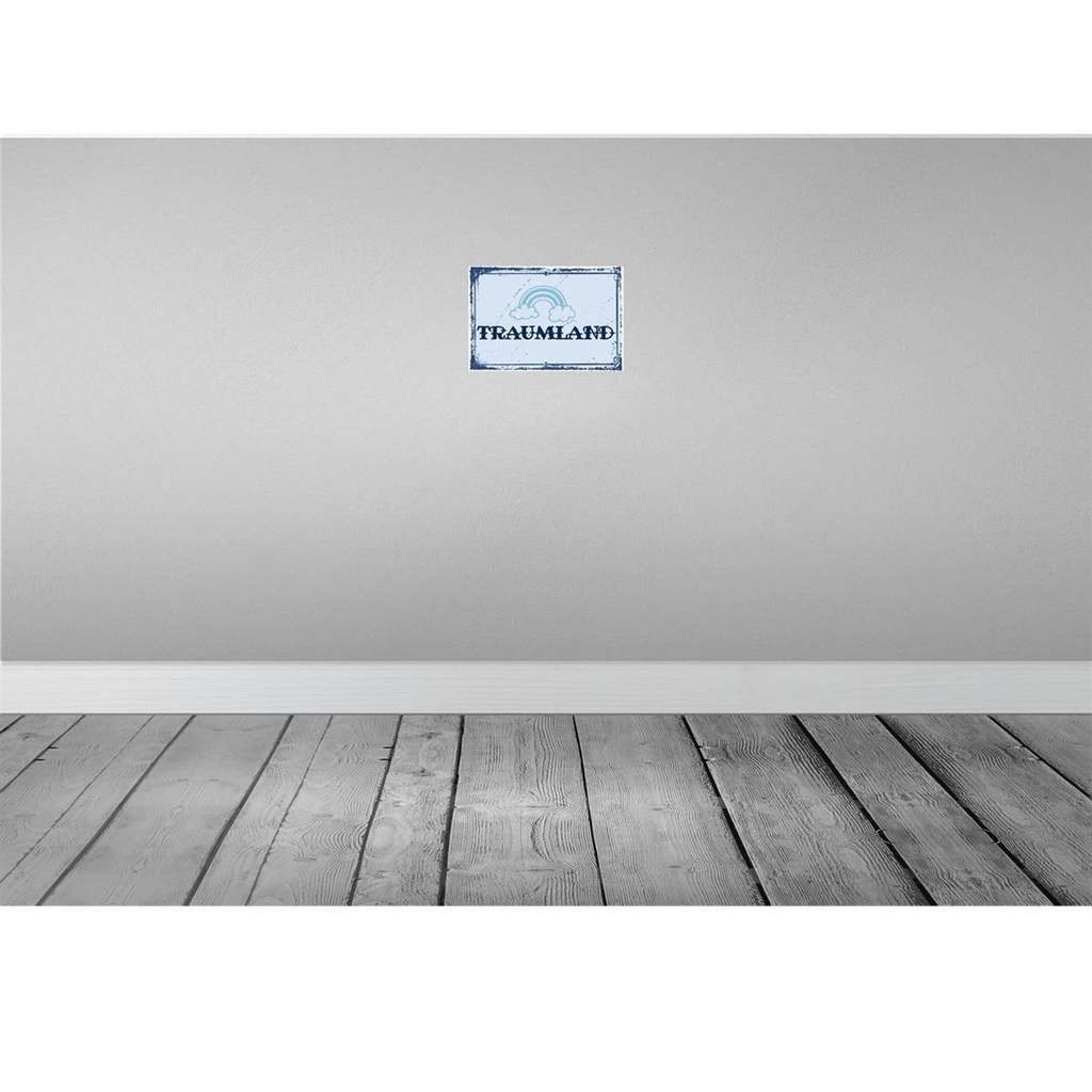 [LA-132077] Blechschild 20x30 cm Traumland blau Regenbogen Spruch Zitat Bild 2