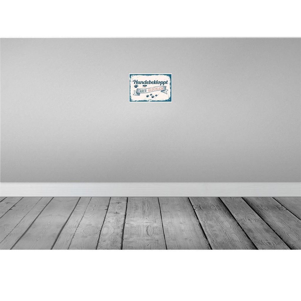 [LA-132094] Blechschild 20x30 cm Hundebekloppt aber Glücklich blau Hund Bild 2