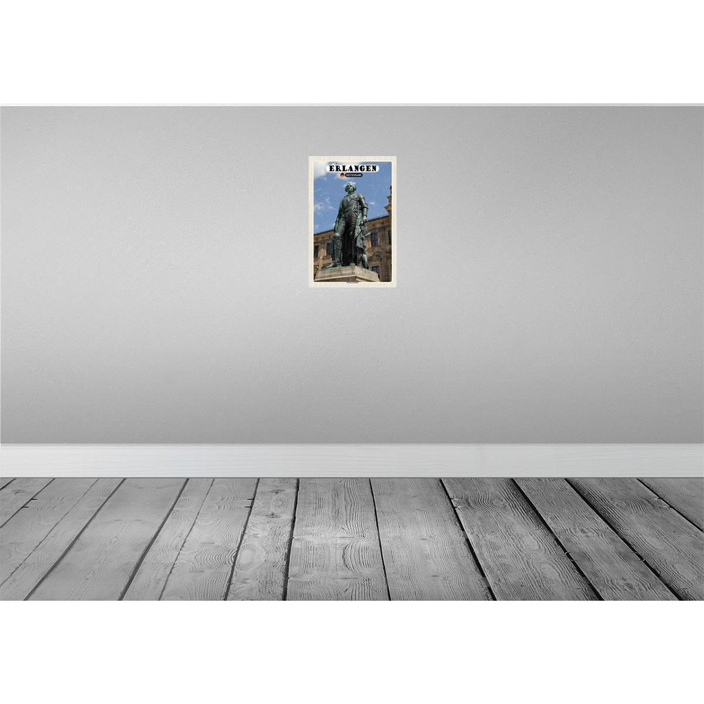 [LA-132124-H] Holzschild 30x20 cm Erlangen Markgrafenstatue Bildmotiv Reisemotiv Abenteuer Reisen Bild 2