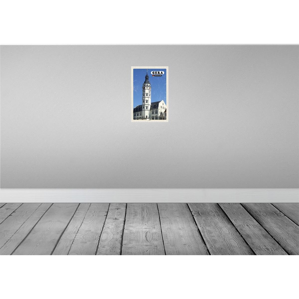 [LA-132135-H] Holzschild 30x20 cm Gera Rathaus Altstadt Architektur Bildmotiv Reisemotiv Abenteuer Reisen Bild 2