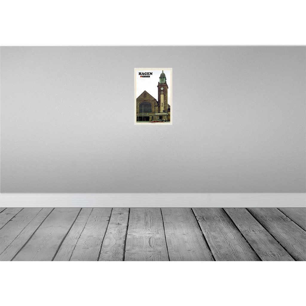 [LA-132146-H] Holzschild 30x20 cm Hagen Hauptbahnhof Zug Bildmotiv Reisemotiv Abenteuer Reisen Bild 2