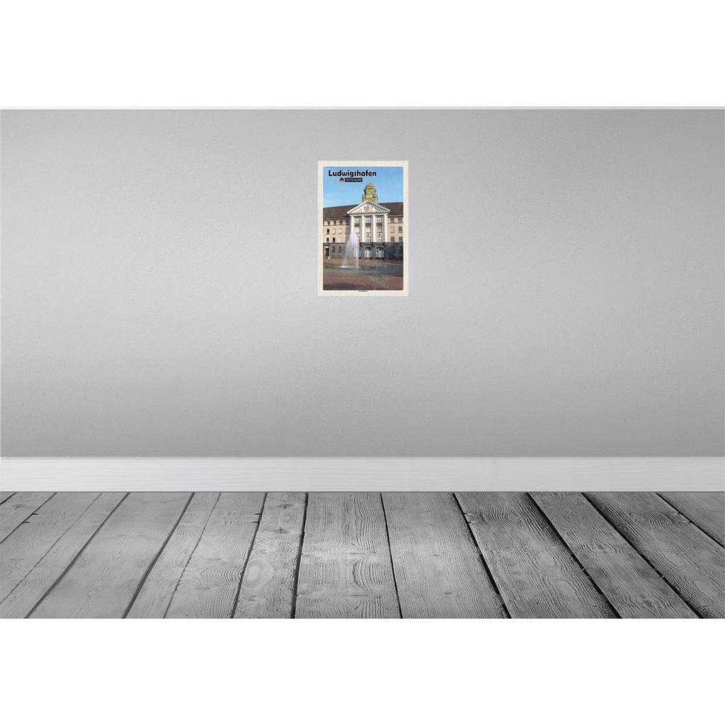 [LA-132175-H] Holzschild 30x20 cm Ludwigshafen Europaplatz Brunnen Bildmotiv Reisemotiv Abenteuer Reisen Bild 2