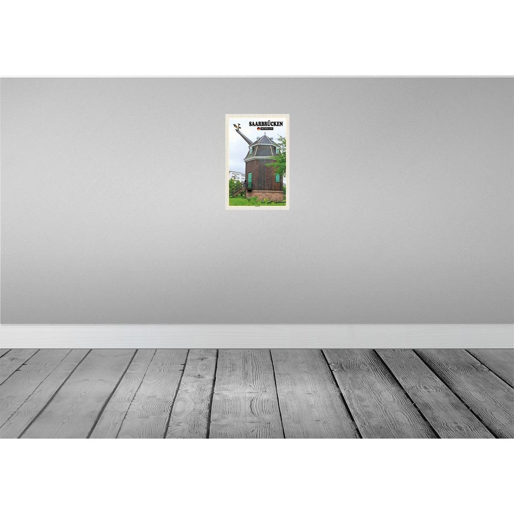 [LA-132208-H] Holzschild 30x20 cm Saarbrücken Saarkran Bildmotiv Reisemotiv Abenteuer Reisen Bild 2
