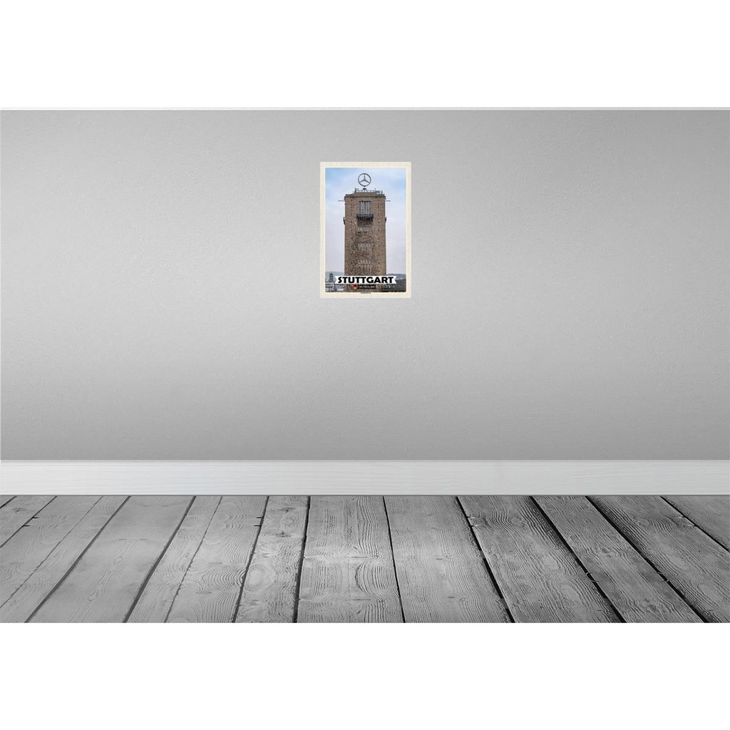 [LA-132221-H] Holzschild 30x20 cm Stuttgart Bahnhofsturm Architektur Bildmotiv Reisemotiv Abenteuer Reisen Bild 2